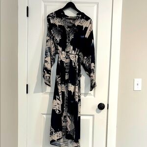 H&M Navy and Cream Oversized Button-Up Maxi Dress